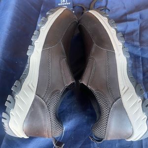 George 10.5 men’s memory foam slip on dress shoes genuine leather brown